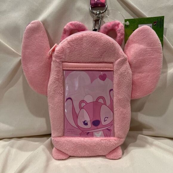 Disney Lilo & Stitch Angel Plush Pouch Lanyard NWT ID Lanyard Coin pouch 💗 - Picture 4 of 5